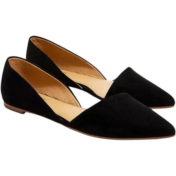 J. Crew Zoe D’orsay Faux Suede Flats Black Closed Toe Flocking Flat 6 - Picture 1 of 8